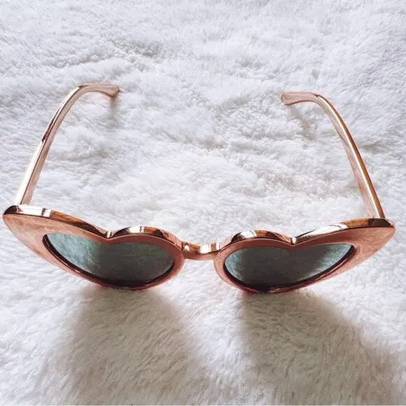 Addison Gold Heart-Shaped Sunglasses - Picture 6 of 13